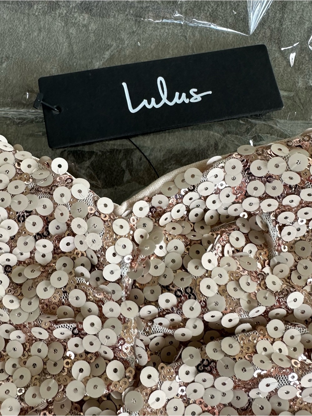 Lulus Rose Gold Sequin Strapless Crop Top NWT Sparkly Party Glam - Picture 6 of 9